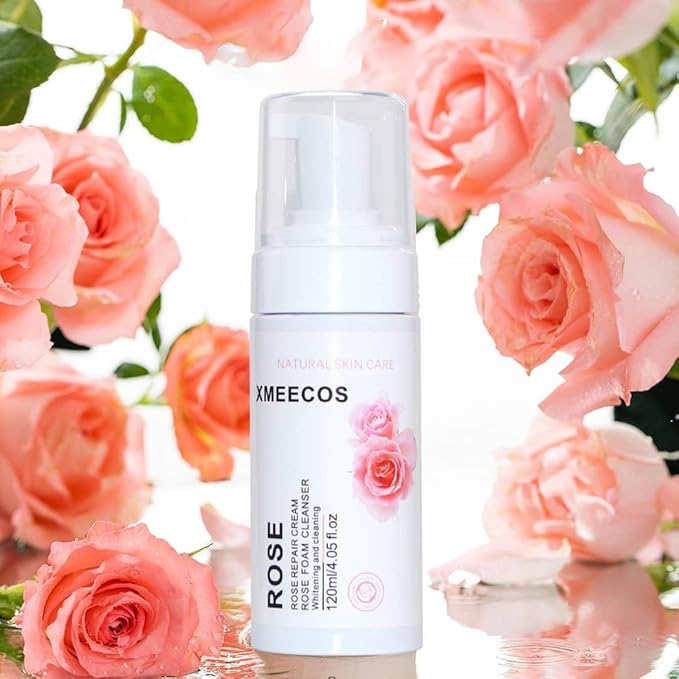 XMEECOS Rose Foam cleanser Rose Repair Cream Cleansing Mousse Make Up Remover Face Wash Cruelty Free (Rose)