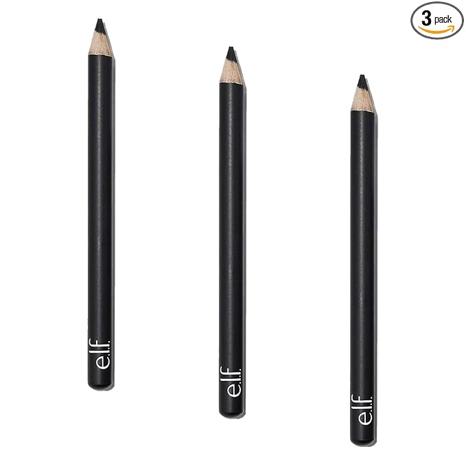 e.l.f. Satin Eyeliner Pencil with BuiltIn Sharpener, Black, 0.03 Oz (Pack of 3)