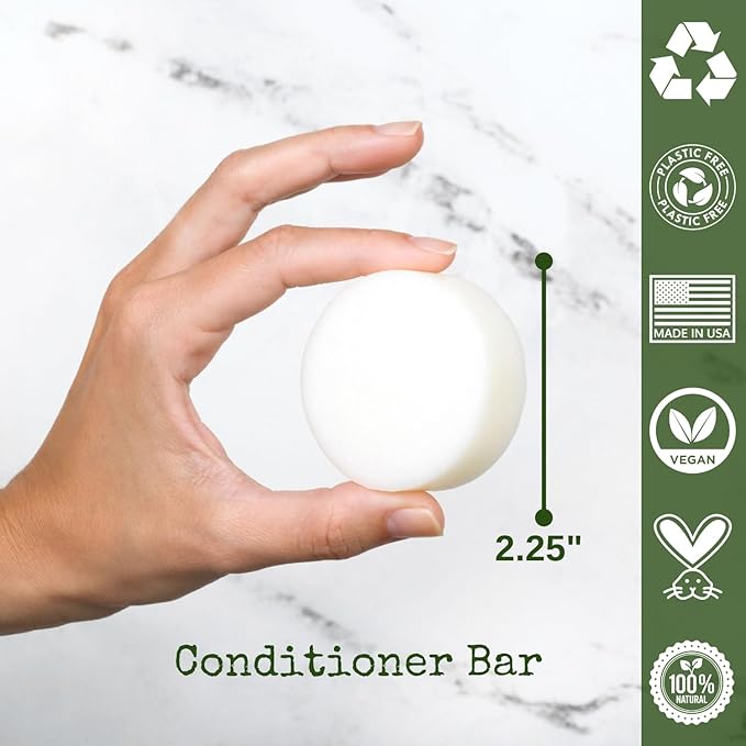 Conditioner Bar for Hair | Travel Essentials | Sweet Almond Oil & Argan Oil Conditioner | Repair Damage & Anti-Frizz | Handcrafted in USA | 1-pk