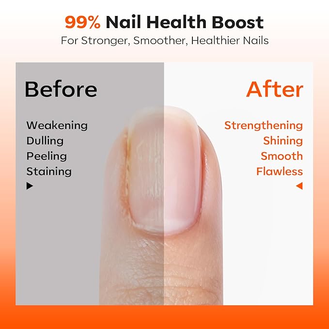 modelones Nail Strengthener and Growth, No Harsh Smell Pure Clear Nail Polish for Damaged Thin Brittle Nails Hardener & Repair Treatment, Quick Dry Ridge Filler and Concealer Effect DIY Salon 15ml