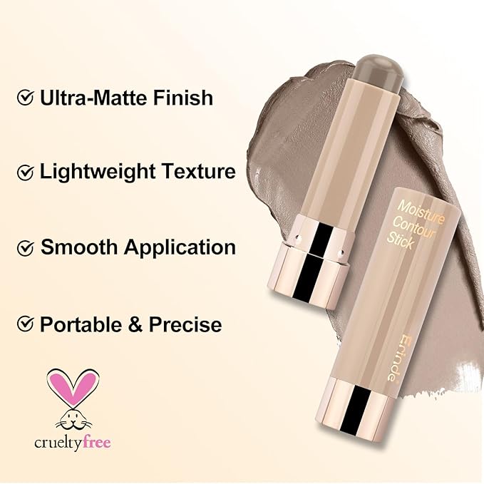 Erinde Cool Toned Contour Stick for Fair Skin, Large Capacity Grey Brown Cream Contour Makeup Stick, Smooth Blendable Matte Bronzer, Waterproof & Long Lasting Face Shaping Nose Contouring Sticks