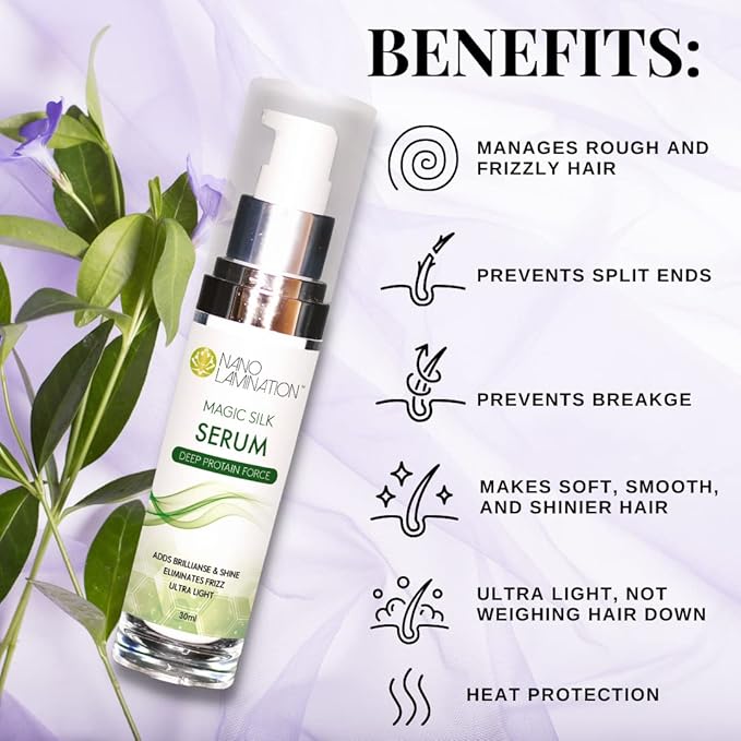 Magic Silk Serum – Shimmer and Shine Hair Serum – Advanced Anti-Frizz Hair Products for Women and Men for Stronger and Softer Hair – UV Protection – Ultra-Lightweight Formula