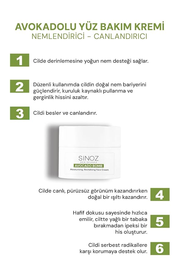 sinoz Avocado Bomb Revitalizing Moisturising Face Care Cream 50 Ml