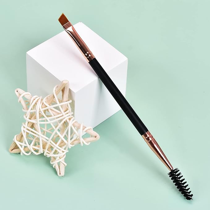 Duo Eyebrow Brush, Spoolie Brush and Angled Brow Brush Eyelash Brush for Eye Makeup. (5pcs, Black)