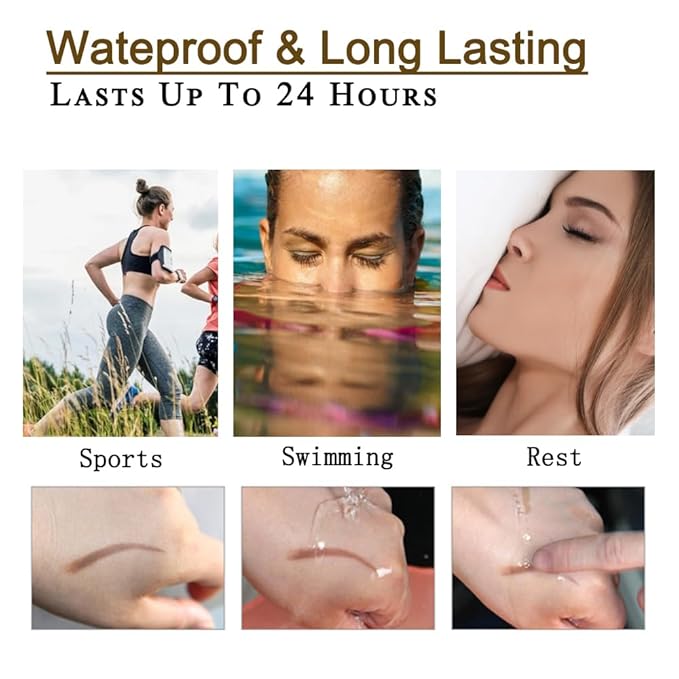 Waterproof Eyebrow Pen for Women - Microblading Tattoo Eye Brow Pencil, Long Lasting All Day, Creates Natural Looking (Brunette - 2 PCS)