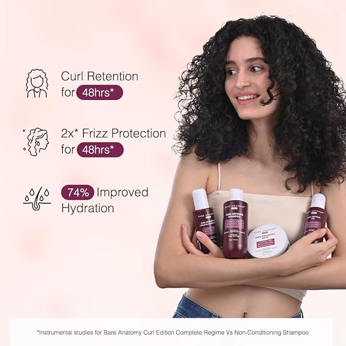 Bare Anatomy Curl Enhancing Hair Mask | Smoothens & Conditions Hair with Curl Retention & 2X Frizz Protection For 48 Hours | Coconut Oil Hyaluronic Acid & Castor Oil | Sulphate & Paraben Free | 250g