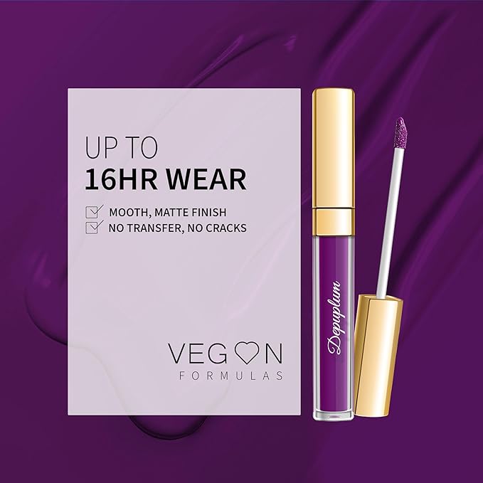Depuplum Purple Lipstick Matte for Women SuperStay Long Lasting Lipstick Smudge Proof Dark Purple Liquid Lipsticks Cruelty Free Lip Makeup for Mother's Day(DM22 PurpleCrystal)