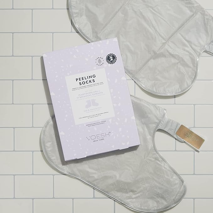 VOESH Peeling Socks Duo, Foot Peeling Mask, Intensive Foot Peel, Callus Remover, Exfoliating Foot Mask, Foot Peel for Dry Feet, Vegan K-Beauty Korean Skincare