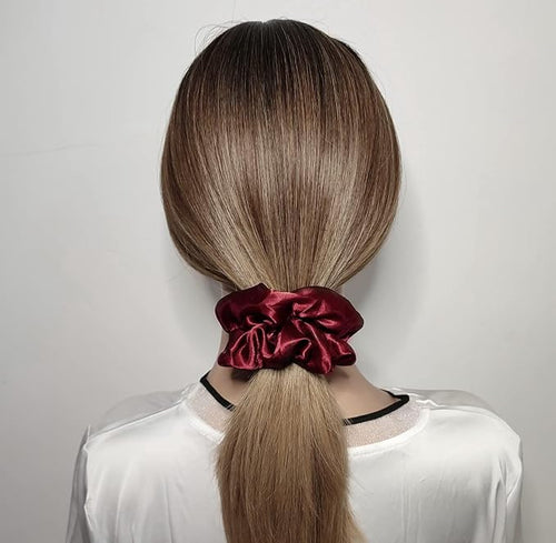12 Pcs Satin Silk Scrunchies Soft Hair Ties Fashion Bands Hair Bows Elastic Bracelets Ponytail Holders Accessories for Women and Girls (4.5 Inch, Assorted Red)