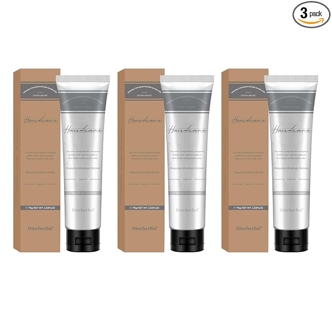 DincherBel 3 Pack Summer Fragrance Hand Cream – Magnolia Mountain Retreat, Deeply Moisturizes Dry Cracked Hands, Non-Greasy & Fast-Absorbing Portable 3x2.33oz Gift Set