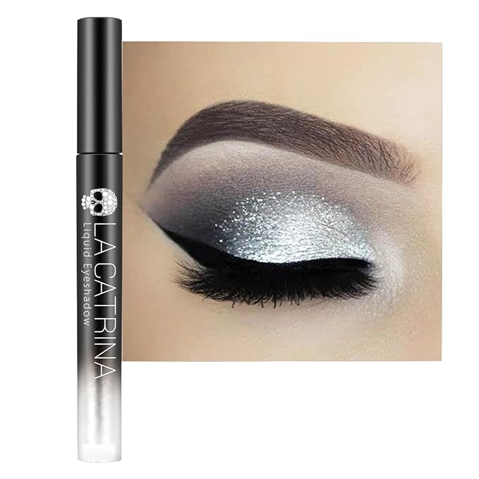 Silver Metallic Liquid Eyeshadow, High Impact Silvery Diamond Sparkle Eye Shadow Liquid Eyeliner Makeup for Older Women, Long Lasting Quick-Drying Smooth Shimmer Eyeshadow for Daily, Cosplay, Vegan #1