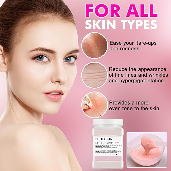 Jelly Mask Powder for Facials, Natural Rose Petals Jelly Face Mask, Professional Peel Off Hydro Face Mask Powder Leaves Skin Soft Moisturized and Revitalized,DIY SPA, 23 FlOz