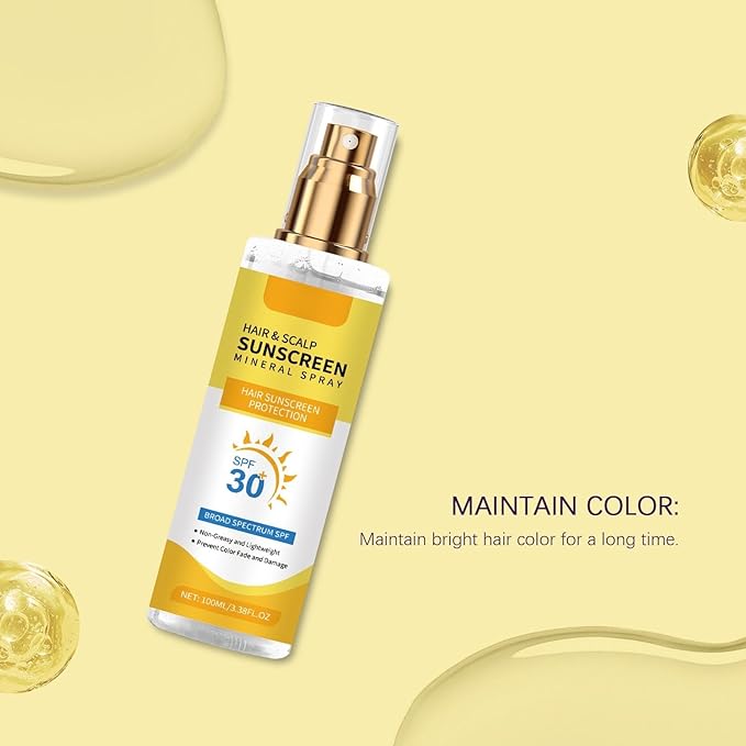 Hair & Scalp Sunscreen Spray SPF 30 | Color-Safe UV Blocker for Dyed/Highlighted Hair | Weightless Non-Greasy Protection | Beach & Pool Essentials | Coconut Enriched Scalp Shield (2)
