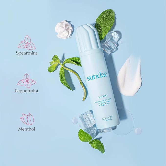 sundae Whipped Shower Foam Cool Mint Foaming Body Wash 8.9 fl oz, 265ml with Kakadu Plum & Finger Lime