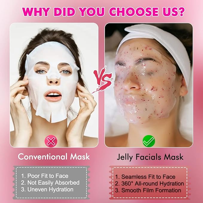 Jelly Mask Powder for Facials, Natural Rose Petals Jelly Face Mask, Professional Peel Off Hydro Face Mask Powder Leaves Skin Soft Moisturized and Revitalized,DIY SPA, 23 FlOz