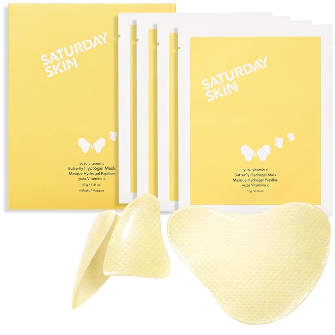 Saturday Skin Yuzu Vitamin C Hydrogel Mask for Glass Skin Cooling Deep Hydration Firming Reduce Redness Daily & Overnight Mask Suitable for All Skin Types, Korean Skincare, 4EA