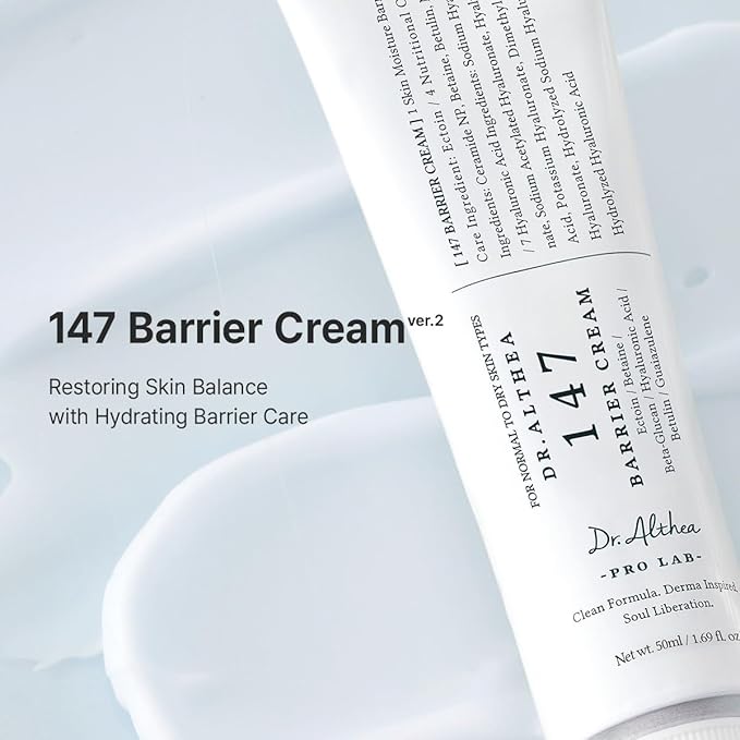 Dr.Althea 147 Barrier Cream | Daily Skin Barrier Care | Deep Hydrating with Hyaluronic Acid & Ceramides | Korean Vegan Skincare for All Skin Types | 1.69 Fl Oz (Ver.2 - Pack of 1)