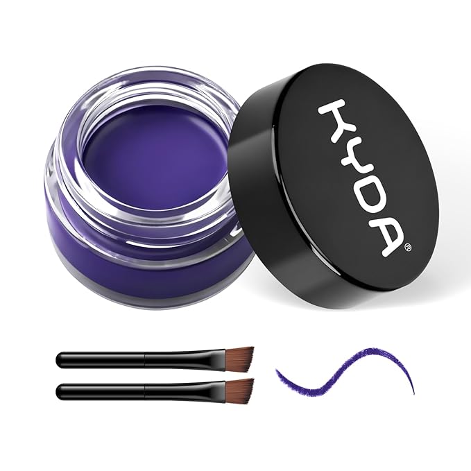 KYDA Purple Gel Eyeliner, Lasting Waterproof Cream Eyeliner, High Pigmented Smudge-proof Formula Brow& Liner Makeup, Waterline Matte Eye Liner with Brush, Natural Brow Pomade Set