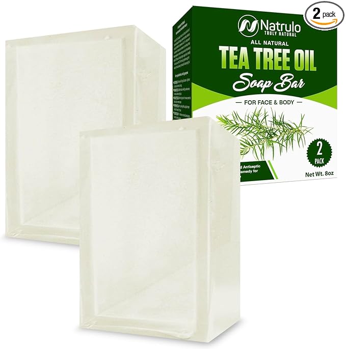 Tea Tree Oil Soap Bar for Face & Body – All Natural Remedy Skin Cleanser – Pure Essential Oil Infused Skincare Cleansing Soap for Dirt & Acne - Tea Tree Face & Body Wash Made in USA