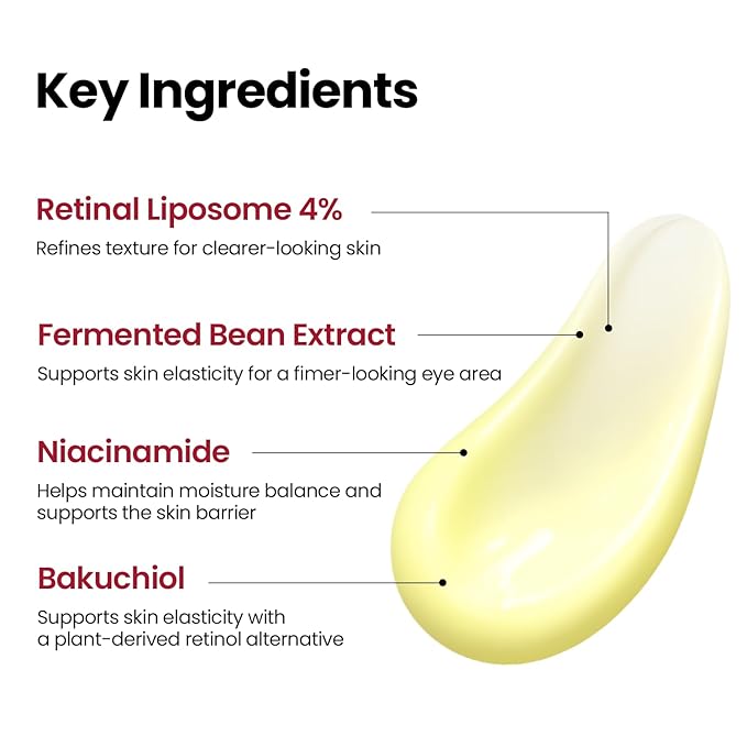 K-SECRET SEOUL 1988 Retinal Eye Cream – Formulated with Advanced Retinal Liposome 4% and Fermented Bean for Dark Circles and Fine Line Care | Korean Skincare, 30ml / 1.01 fl oz