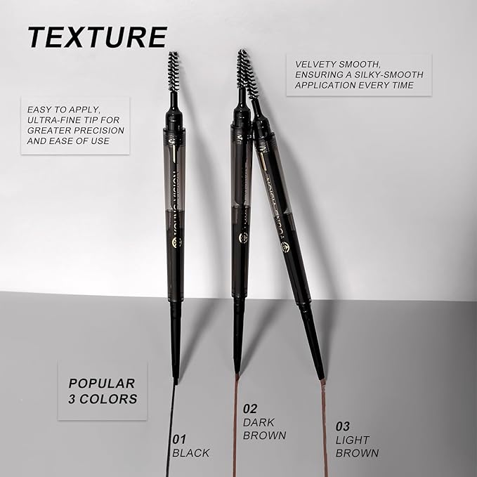 YOUNG VISION 3 in 1 Eyebrow Pencils for Women, Eye Brow Pen, Brush and Razor Trio, for Natural Hair-Like Brows, Easy to Color, Waterproof, Quick-Drying, Lasts All Day (Dark Brown)