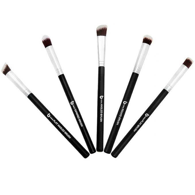 Mini Kabuki Makeup Brush Set – Beauty Junkees 5pc Professional Eyeshadow Make Up Brushes; Blending, Concealer, Contour Highlighter, Smudging Eye Shadow Cosmetics Affordable Cruelty Free