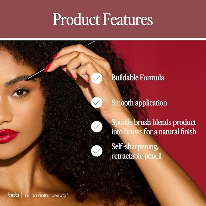 Billion Dollar Brows Brows On Point Micro Eyebrow Pencil, Blonde - Ultrafine Waterproof Microblade Tip for Hair-Like Strokes - Smudge-Proof Retractable Slim Brow Liner with Spoolie Brush