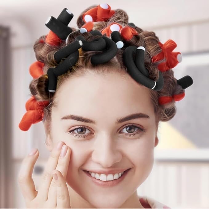My Beauty Spot Flexi Rods Foam Hair Rollers 3/4" 5/8" and 1" Diameter Professional Salon Quality 12 Pcs Rubber Hair Rollers for Long, Medium and Short Hair (Multicolor)