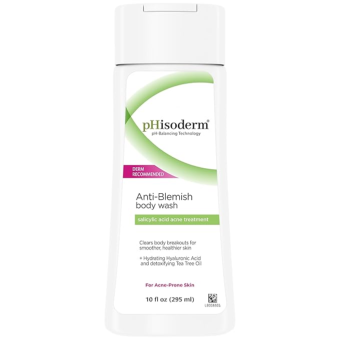 pHisoderm Anti-Blemish Body Wash For Acne-Prone Skin, pH Balanced Body Wash, Salicylic Acid, Hyaluronic Acid, 10 Fl Oz (3 x 10 fl oz)