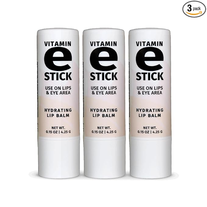 Reviva Labs Vitamin E Stick - Hydrating Lip Balm for Chapped Lips & Under Eye Care - Moisturizing with Beeswax, Shea Butter & Allantoin - Vitamin E Lip Balm for Men & Women (Pack of 3)