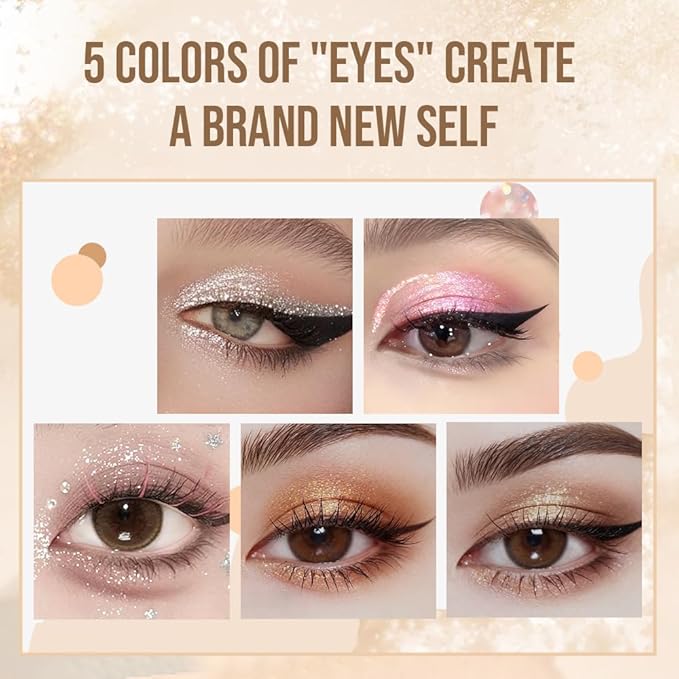 Liquid Glitter Eyeshadow Set, Korean Shimmer Eye Makeup, Waterproof Powder Formula, Quick-Drying, Long Lasting, 0.17 Oz (05#, 1PCS)
