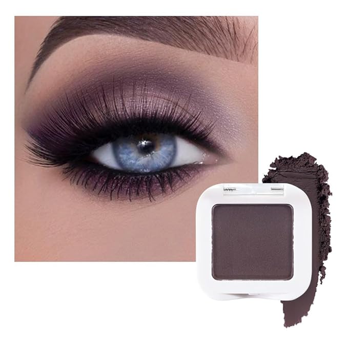 Eggplant Purple Matte Eyeshadow Palette Makeup for Older Women Brown Eyes, Deep Dark Mauve Plum Purple Cream Eye Shadow Palette Single for Older Women Matte, Monochrome Long Lasting Eyeshadow