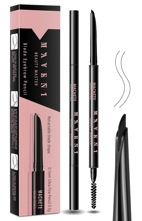 Eyebrow pencils for women,Black,0.1mm Ultra-Fine brow pencils,Waterproof,with 2-in-1 Double-Ended Automatic Angled Precision Tip,Built In Spoolie Brush,Longwearing Eye Brow Makeup Pencils,0.003 Ounce