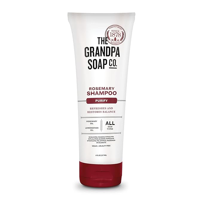 The Grandpa Soap Company Shampoo - Purifying With Rosemary and Lemongrass Oils, Leaves Scalp and Hair Feeling Clean and Fresh, All Hair Types, Vegan, Sulfates and Parabens Free, 8 Fl Oz