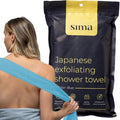 Exfoliating Washcloth Face & Body Scrub Towel - Japanese Exfoliating Towel with Hexagon Fibers, Body Scrubber with 2 Sides for Scrubbing & Washing, Extra Long Towels (Blue, 2 Pack)