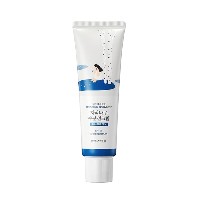 ROUND LAB Birch Juice Moisturizing UV LOCK SPF 45, 1.69 Fl Oz, Hydrating Lotion-like Lightweight Glow Sunscreen for Sensitive Skin, No White Cast, Fragrance-Free, Protector Solar, Korean Sunscreen