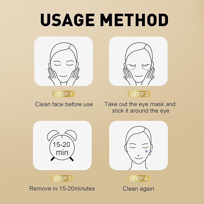 CHMI Under Eye Patches (100 Pairs) - 24K Gold Eye Patches for Puffy Eyes, Dark Circles, Eye Bags and Wrinkles, Collagen Skin Care Products, Beauty & Personal Care