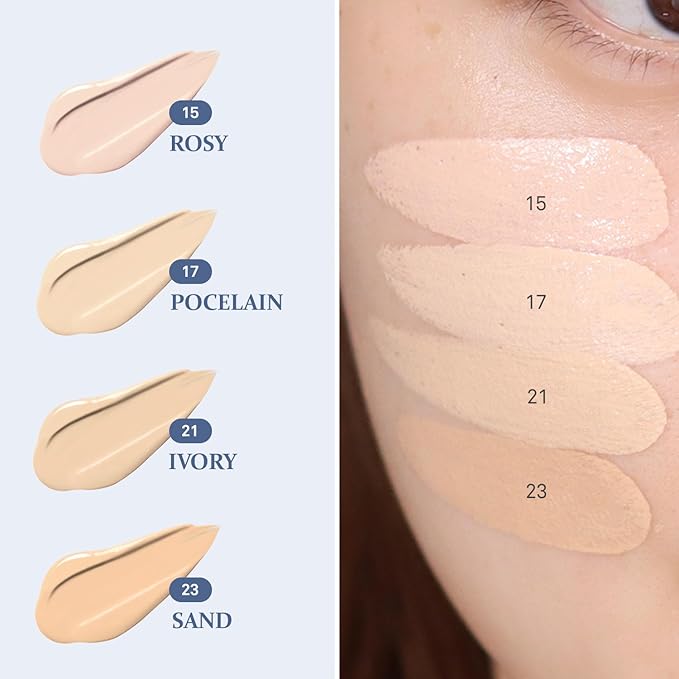 hince Second Skin Mesh Matte Cushion - 12g, Natural Coverage, Semi Matte Finish, Flawless Coverage, 24hr Long Lasting, Korean Cushion Foundation, Blue Cushion (IVORY, 21)