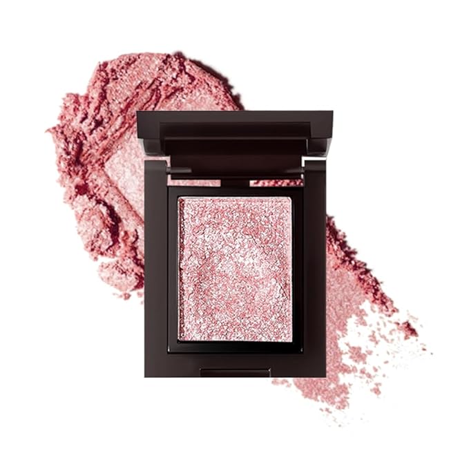 Light Pink Single Shimmer Cream Eyeshadow, Rose Gold Glitter Glow Eye Shadow for Mature Skin, Lightweight Blendable, Subtle Shimmer, Crease-Proof, Vegan & Cruelty-Free, Sombras para Ojos