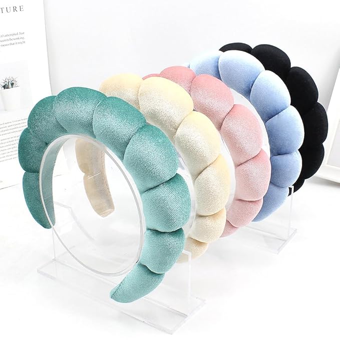 AOENJIE Spa Headbands for Washing Face or Makeup, Sponge Bubble Skincare Headbands, Puffy Terry Cloth Hairband for Women, Skin Care Makeup Headwear Hair Accessories for Girls