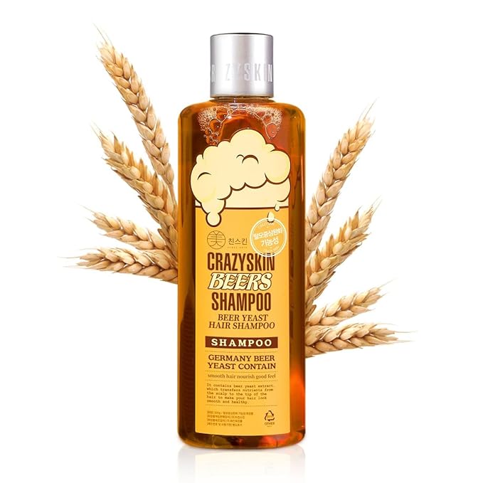 CRAZY SKIN German Beers Yeast Biotin Shampoo for Anti-hair loss, and Thickening,Gentle Exfoliating & Scalp Function with Panthenol, Collagen and Free-Sulfate, limescale removal, 300ml(10.15oz)