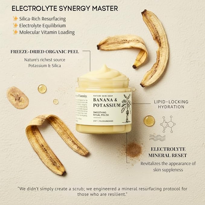 Nature Skin Shop Banana & Potassium Smoothing Ritual Polish – Hydrating Whipped Exfoliating Body Scrub, 8oz