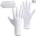 HandLove Premium 100% Cotton Gloves | Moisturizing Gloves for Dry Hands | Overnight Sleeping & Eczema | Extended Wrist White Pure Gloves, 12 Pairs, Santa Gloves