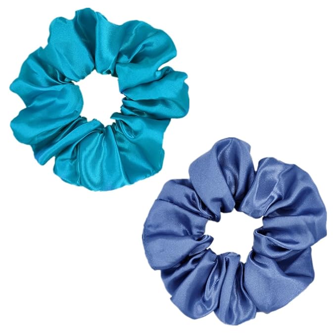 Sufermoe 12 Pcs Satin Silk Hair Scrunchies, Assorted Blue, 4.5 Inch Hair Ties for Women Girls