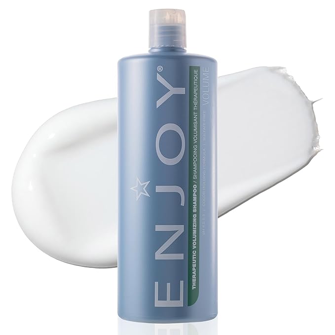 Enjoy Therapeutic Volumizing Shampoo, Scalp Stimulating and Thickening Cleanser for Fine or Thinning Hair, Peppermint, Tea Tree, and Niacin Formula, pH 4.5–5.5, 33.8 Fl Oz
