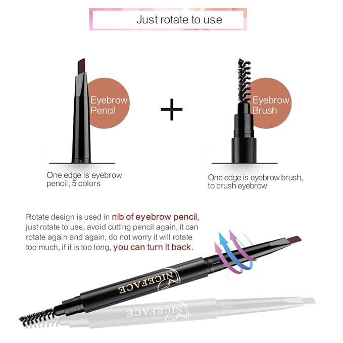 Eyebrow Pencil Auburn Double Ended Precision Waterproof Brow Cruelty Free(Auburn #6)