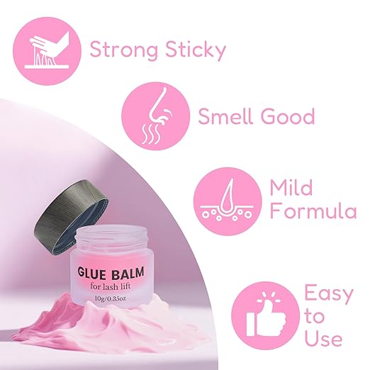 Libeauty Lash Lift Balm Glue Strong Sticky Lash Lift Adhesive Latest Gentle Formula Eyelash & Eyebrow Perm Glue Balm Brow Lamination Gel 10G/0.35OZ