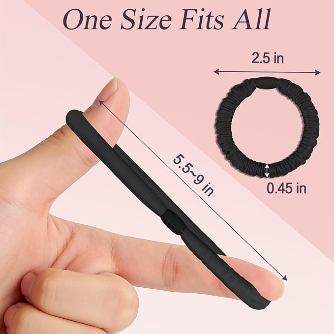 Silk Satin Hair Scrunchies for Women, 8 Pack Black - No Crease, Frizz Control & Hair Breakage Reduction, Gentle Soft Hair Ties for All Hair Types, Elastic Hair Accessories for Daily Wear & Gift