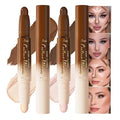 2Pcs Cream Foundation Stick Face Body Makeup Dual Ended, Nuetral Nude Beige & Darker Nude Pink no Transfer Waterproof 2in1 Cream Concealer Stick Contouring Makeup Set, Face Nose Contour Bronzer Sticks