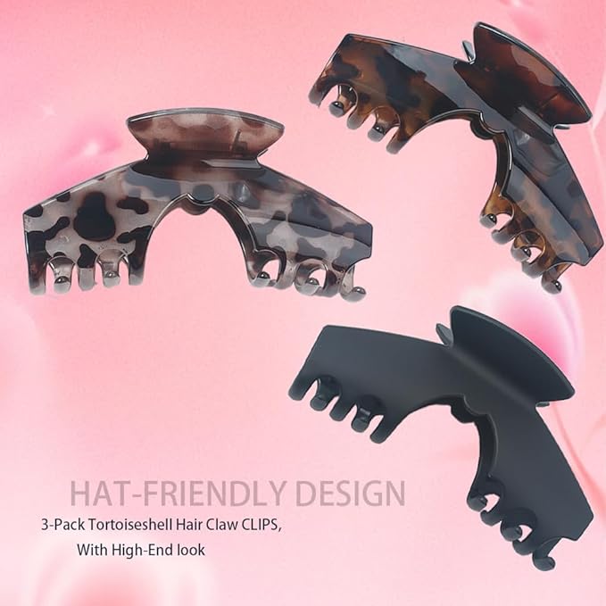 3PCS Large Hair Clips for Hat, Baseball Hair Claw Clips for Women Girls,Large Trucker Hair Claw Clip Non-Slip Strong Hold Hat Hair Clips, Fit for Long Thick Thin Hair Styling